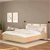 Dmora - Letto Piazza e Mezza Carissa, Sommier per Camera da Letto, Giroletto per Stanza, Struttura Porta Materasso, 206x150 h97 cm, Rovere e Bianco