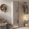 Dmora - Scarpiera Datura, Mobile multiuso da ingresso con anta a specchio , Armadio moderno portascarpe a 7 ripiani, 100% Made in Italy, 50x32hx182 cm, Bianco e Cemento