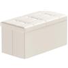 BRIAN & DANY Pouf Pieghevole Stoccaggio Ottomano Poggiapiedi Panca Sedile Sgabello Tavolino Cassapanca, Ecopelle Beige, 76 x 38 x 38cm