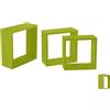 Gicos Set 3 mensole moduli da parete pensili quadrati in legno mdf da muro colore verde libera installazione kit montaggio incluso DOU-789120