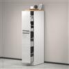Dmora Dispensa da Cucina Quintino 60x30x165h cm Bianco Bianco Lucido 4 Ripiani 2 Cassetti, 2 Ante Made in Italy