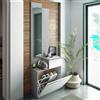 Dmora Mobile da Ingresso Waltham 28x61x185h cm Grigio Cemento Specchio Incluso un Cassetto, 4 Paia