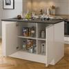 Dmora - Isola da cucina Patrizio, Armadio multiuso, Mobile per cucinotto, Tavolo ausiliario, 100% Made in Italy, 155x90h90 cm, Bianco lucido e Ardesia