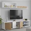 Dmora Parete Attrezzata Titusville 33x180x40h cm Bianco 4 Ripiani 2 Ante, Apertura Battente