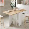 Dmora - Tavolo allungabile Toledo, Tavolo da pranzo pieghevole con piano abbattibile, Tavolo ausiliario richiudibile, 31x77h78 cm, Bianco e Rovere