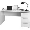 Dmora - Scrivania Dallas, Scrittoio da ufficio moderno, Tavolo da studio con cassettiera a 2 cassetti e 1 anta, 138x60h74 cm, Bianco