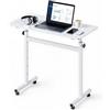 VEVOR Scrivania Regolabile in Altezza, Postazione Sit-Stand Mobil, Piano di Tavolo da 810 x 410 mm, Ruote Bloccabili e Gancio Portaoggetti, Capacità Massima di 25 kg, Ideale per Casa e Ufficio, Bianco