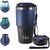 JAPORIA Tazza Termica 600ml, Termico per Caffè Riutilizzabile da Portare con Coperchio, Termo in Acciaio Inossidabile con Doppia Pared Aislante, per Auto, Campeggio, Bevande Calde, Latte e Tè, Palestra