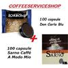 CAFFE' BORBONE 200 CAPSULE MISTE A MODO MIO : 100 DON CARLO BLU + 100 SARNO CAFFE'