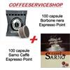 MISTE 200 CAPSULE MISTE LAVAZZA POINT : 100 BORBONE NERA +100 SARNO CAFFE'