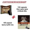 CAFFE' BORBONE 200 CAPSULE MISTE A MODO MIO : 100 DON CARLO BORBONE NERA + 100 SARNO CAFFE '