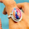 Rosa Rame Turchese Gemma 925 Argento Sterling Artigianale Anello Tutti Size S-41
