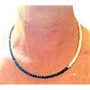 Collana pietre dure naturali quarzo da uomo donna in acciaio lunga 50 cm con di