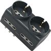 Electraline 71067 Adattatore Per Spina Tedesca, Multipresa 6 Posti 2 Schuko + 4 Bivalenti 10/16A, Grigio Scuro
