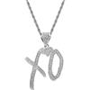 Ticome Collana hip hop, semplice ciondolo a forma di lettera XO, collana alla moda in lega di zirconi, alla moda e alla moda, accessorio alla moda, unisex, regalo brillante (argento)