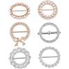 ibasenice Clip per Sciarpa e Camicia in Metallo Strass, Anelli Rotondi per Fissare Sciarpe Spesse, 6 Pezzi Argento e Oro Eleganti per Accessori Donna