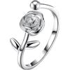 Healeved Anello Donna Argento 925 Fiore di Rosa Aperto Regolabile, Design Elegante per Uso Quotidiano e Matrimonio, Gioiello Raffinato e Versatile