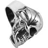 OUNONA Anello da Uomo in Acciaio Inossidabile con Testa di Teschio Stile Gotico Vintage Punk Design Dettagliato Misura Facile Accessorio Distintivo per Halloween e Moto