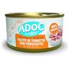 Adoc Naturally Premium, Alimento Umido Complementare per Gatti, Tonnetto con prosciutto, 24 Lattine da 85 g, in Gelatina, Senza Conservanti e Coloranti