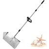 Clickovia Setaccio per sabbia da spiaggia in acciaio inox, con manico antiscivolo, manico rimovibile lungo 170 cm, cestello da 20 x 40 cm, in acciaio inox 304, per spiaggia, campeggio, attività comuni con