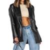 BTFONIA Giacca in pelle oversize da donna, manica lunga, blazer in similpelle, con risvolto, abbottonato, in pelle, con tasche(1#,XL)