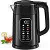 VOPIXB Bollitore Elettrico con Temperatura Regolabile, 2200W 1.7L, 6 Programmi Preimpostati, Acciaio Inox 304, Senza BPA, Display LED, Funzione Mantieni Caldo 2H, Base 360°, Nero (Nero opaco)