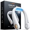 TORRAS Coolify, ventilatore da collo d'aria, condizionatore d'aria, flusso d'aria 3D, leggero, portatile, ricaricabile, accessorio essenziale da viaggio, lavoro, viaggi, campeggio, bianco