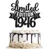 Gyufise 1 pz Edizione Limitata 1946 Cake Topper Nero Glitter Happy 80th Birthday Party Cake Decoration Forniture Cheer to 80 Years Cake Bunting Decor per 80° Compleanno Party Photo Booth Puntelli