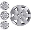 RYELDOM Set 4 Borchie Copricerchi 15 Pollici per Nissan Micra, Coppe Ruota Auto, Finitura Metallizzata Lucida, Fissaggio con Anello Metallico
