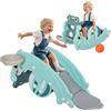 HOMCOM 3-in-1 Cavallo a Dondolo Scivolo per Bambini e Canestro, Età 18-36 mesi
