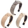 JIHUOO 3 fasce per capelli annodate in rattan, larghe, in paglia, estive, da spiaggia, bohémien, alla moda, antiscivolo, per donne e ragazze B