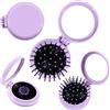 HTRTRR Spazzola pieghevole per capelli con specchio, 4 pezzi, rotonda, portatile, mini spazzola per capelli pieghevole, per uomini e donne, lavoro e viaggi (Viola)