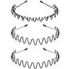 KELUBATU 3 cerchietti per capelli da uomo, in metallo, neri, antiscivolo, elastici, a molla, per uomini, unisex, sportivi, alla moda, per sport all'aperto, yoga, trucco