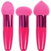 TOPPERFUN Pennelli Spugna per Trucco Viso Set da 3 Pezzi, Pennello Spugna per Fondotinta Asciutto e Bagnato, Accessorio Cosmetico Manico per Uso Professionale e Domestico