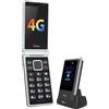 TTfone TT990 4G Flip Phone con Android 14 (De-Googled), WhatsApp, touchscreen da 3,5, pulsante SOS, pulsanti grandi, 64 GB