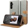 BEZ Cover per Samsung A35 5G, Custodia per Portafoglio Samsung Galaxy A35 5G Protettiva in Tela e PU Pelle Portafoglio Flip Cover con Chiusura Magnetica, Grigio