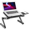 ProperAV Supporto per laptop e tablet, con gambe allungabili, per letto, divano, con tappetino per mouse, portatile, regolabile in altezza, alzata inclinabile, nero