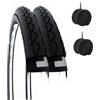 Ecovelo' 2 COPERTONI 24 X 1 3/8 (37-540) + CAMERE D'ARIA PNEUMATICI NERI COPERTURE CARROZZINA/SEDIA A ROTELLE 24"