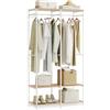 SONGMICS Armadio Portatile per Vestiti, Guardaroba Pieghevole, Organizzatore Portabiti, con Barre Appendiabiti, Ripiani, Ganci Rimovibili, 40 x 94,5 x 180 cm, Beige Naturale RGR004W67