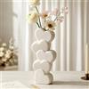 Zormon Vaso da fiori in ceramica bianca a forma di cuore, impilato, in stile bohémien, per soggiorno, camera da letto, ufficio (bianco sporco, a forma di cuore)