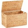 Klippehop Baule portaoggetti intrecciato a mano con coperchio, 160 l, grande cesto portaoggetti in vimini, cestino per giocattoli in rattan, per camera da letto, soggiorno, cameretta dei bambini, casa