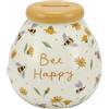Pot of Dreams Bee Happy - Salvadanaio in ceramica dipinto a mano, con api e fiori, grande regalo, può contenere fino a £1000 in £2 monete