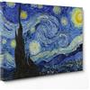 ConKrea Quadro su Tela Canvas - INTELAIATO - Pronto da Appendere - Starry Night - Notte Stellata per Van Gogh - 50x70cm - Senza Cornice - (cod.2671)