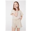 Tezenis Shorts Bimba Tela Cotone Effetto Lino Ruches Bambina Naturale