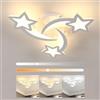 Osairous Lampadario da Soffitto Dimmerabile con Telecomando, Bianco | Plafoniera LED 40W 3650lm, Lampadario LED Design Forma di Stella per Camera da Letto, Soggiorno, Sala da Pranzo