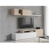 Dmora Parete Attrezzata Baker 41x201x180h cm Bianco Lucido 6 Ripiani Modulabile, 6 Vani
