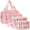 Aucuu Borse Da Toilette Trasparente, 4 Pezzi Beauty Case Trasparente, PVC Trouss