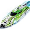 PENGBU RC 25KM/H Barca Telecomandata da 6 a 8 Anni, Motoscafo Radiocomandato con Luce LED, Barca Radiocomandata a 2.4GHz, 2 Batterie per 40 Minuti di Gioco, Motoscafo Telecomandato per Adulti e Bambini (Verde)