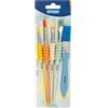 Stylex 35067 - Set di pennelli con 2 pennelli rotondi e 3 piatti in 5 misure, pennelli con zona di presa e manico in legno verniciato