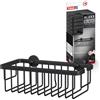 Tesa ALUXX BLACK Mensola per Doccia con montaggio a parete senza foratura, nero opaco - Extra profonda - Per bagni in stile industriale e moderno - Con soluzione adesiva - 92 mm x 250 mm x 125 mm